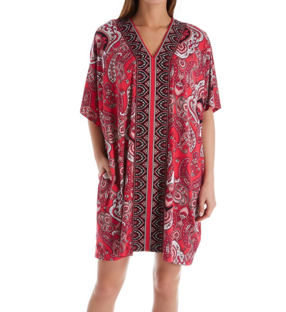 Cranberry Damask Short Caftan-fs