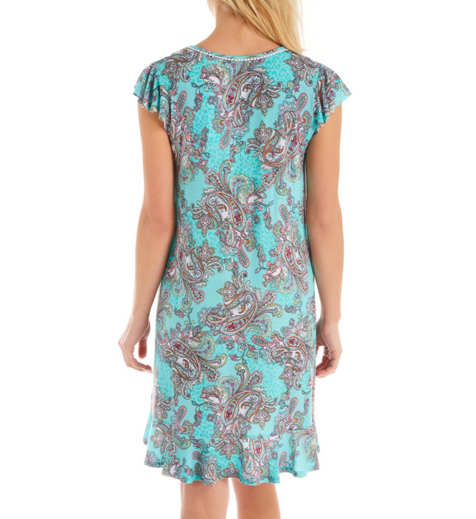 Turquoise Damask Short Sleeve Chemise-bs