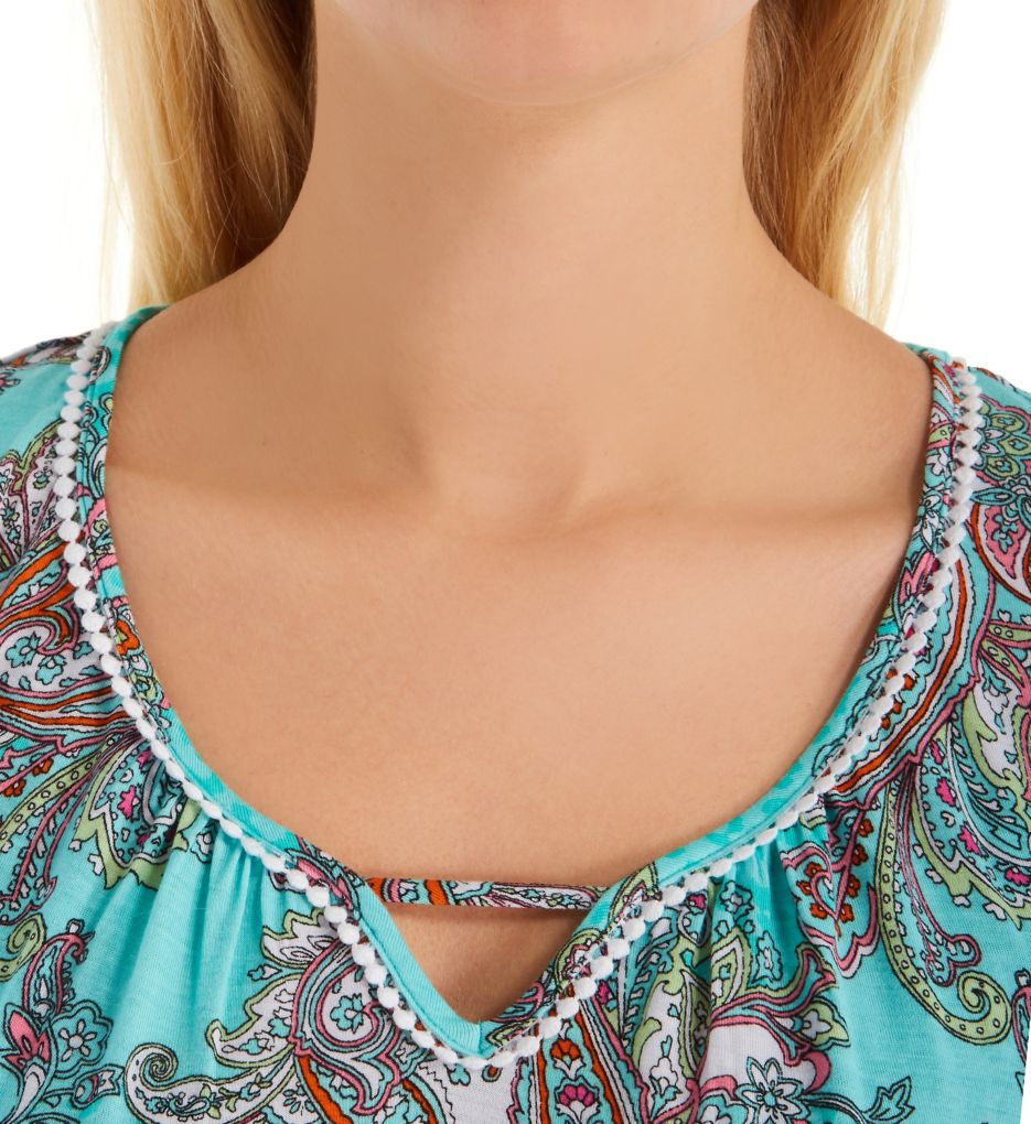 Turquoise Damask Short Sleeve Chemise-cs2