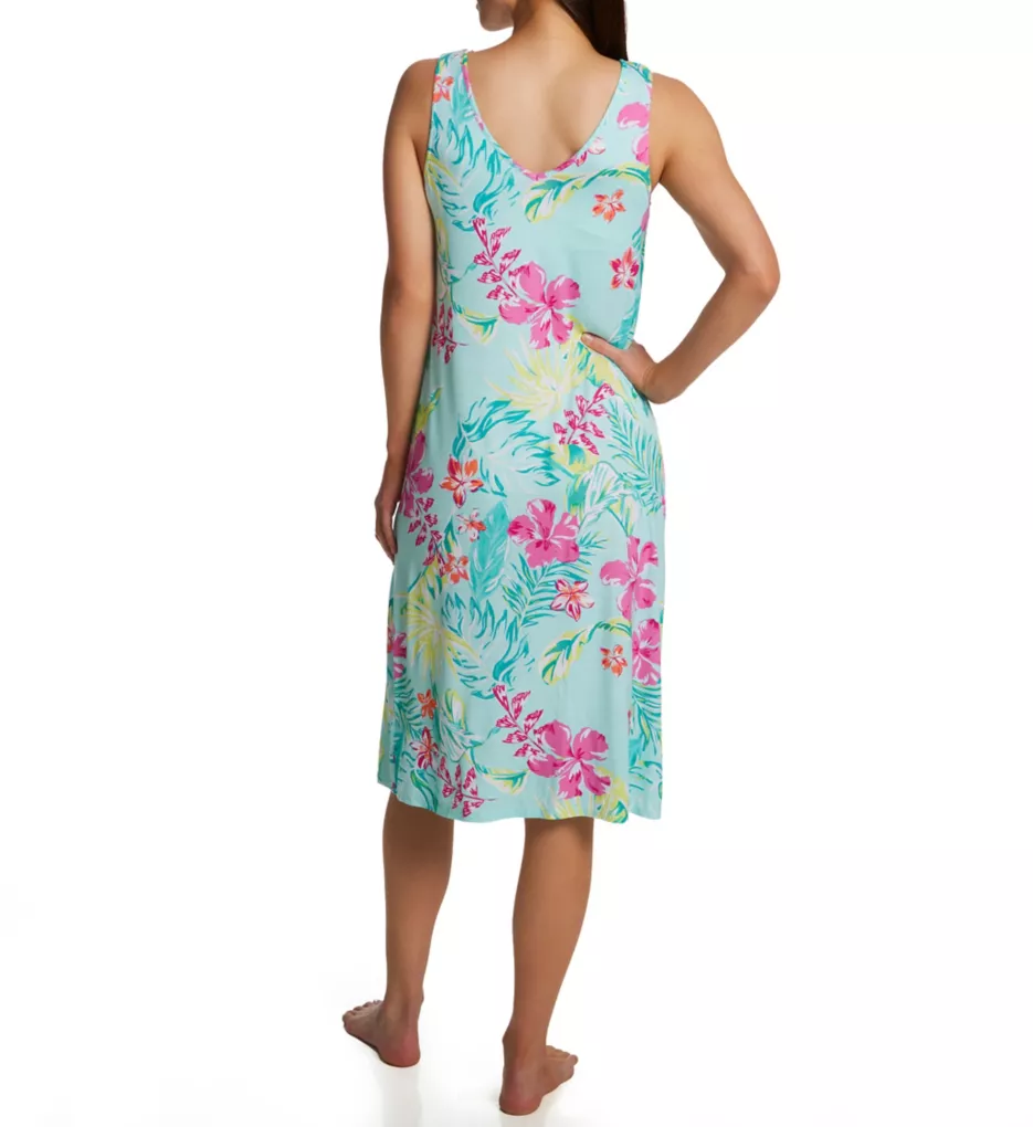 Tropical Sleeveless Midi Gown w/ Soft Bra Tropical L