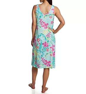 Tropical Sleeveless Midi Gown w/ Soft Bra