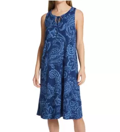 Blue Paisley Sleeveless Midi Sleepshirt