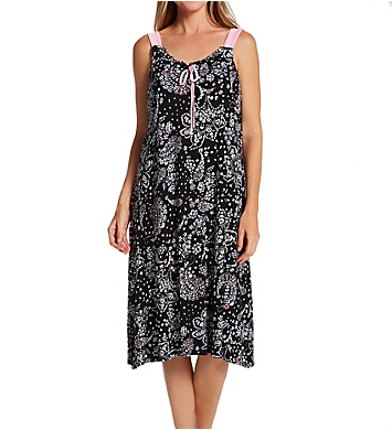 Ellen Tracy Black Paisley Midi Gown with Soft Bra