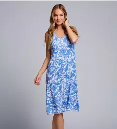 Paisley Sleeveless Mid Gown with Soft Bra