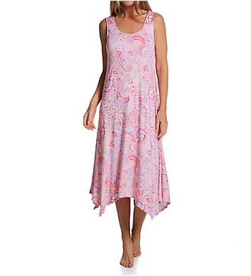 Ellen Tracy Pink Paisley Sleeveless Midi Gown with Soft Bra