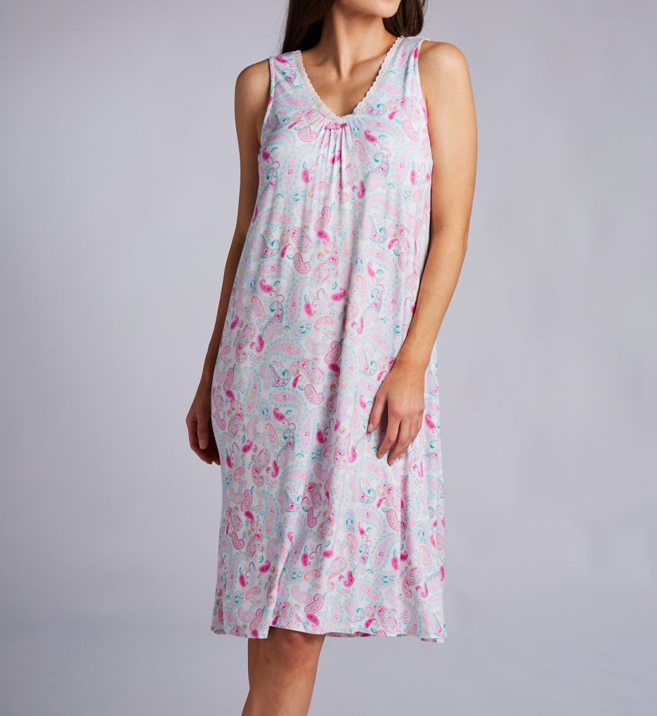 Paisley Sleeveless Midi Gown w/ Soft Bra-fs