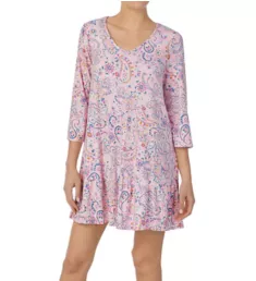 Pink Paisley 3/4 Sleeve Short Tunic