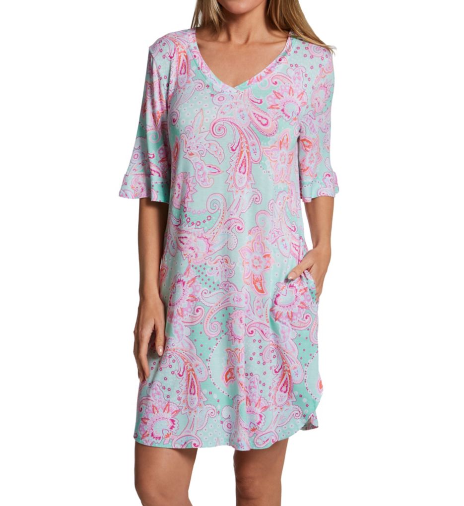 Mint Paisley Elbow Sleeve Tunic