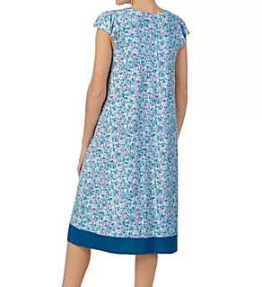 Blue Ditsy Short Sleeve Midi Gown