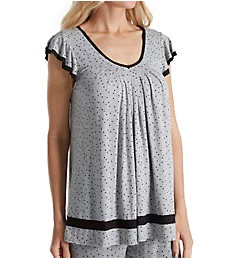 Yours to Love Short Sleeve Top Grey Heather Dot S