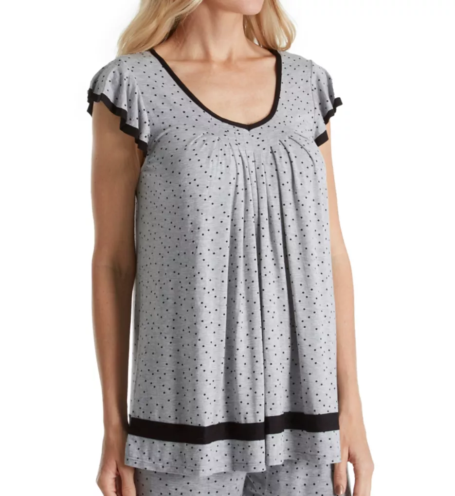 Yours to Love Short Sleeve Top Grey Heather Dot S