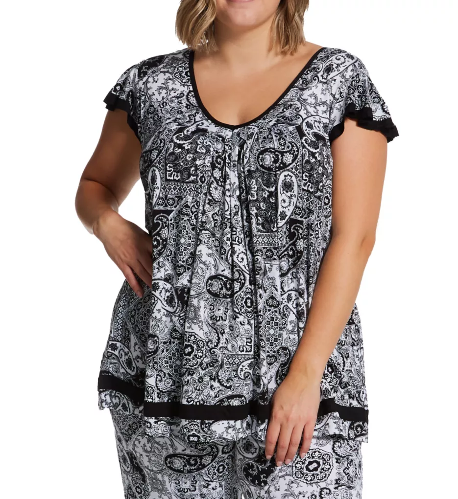 Plus Yours to Love Short Sleeve Top Paisley 1X
