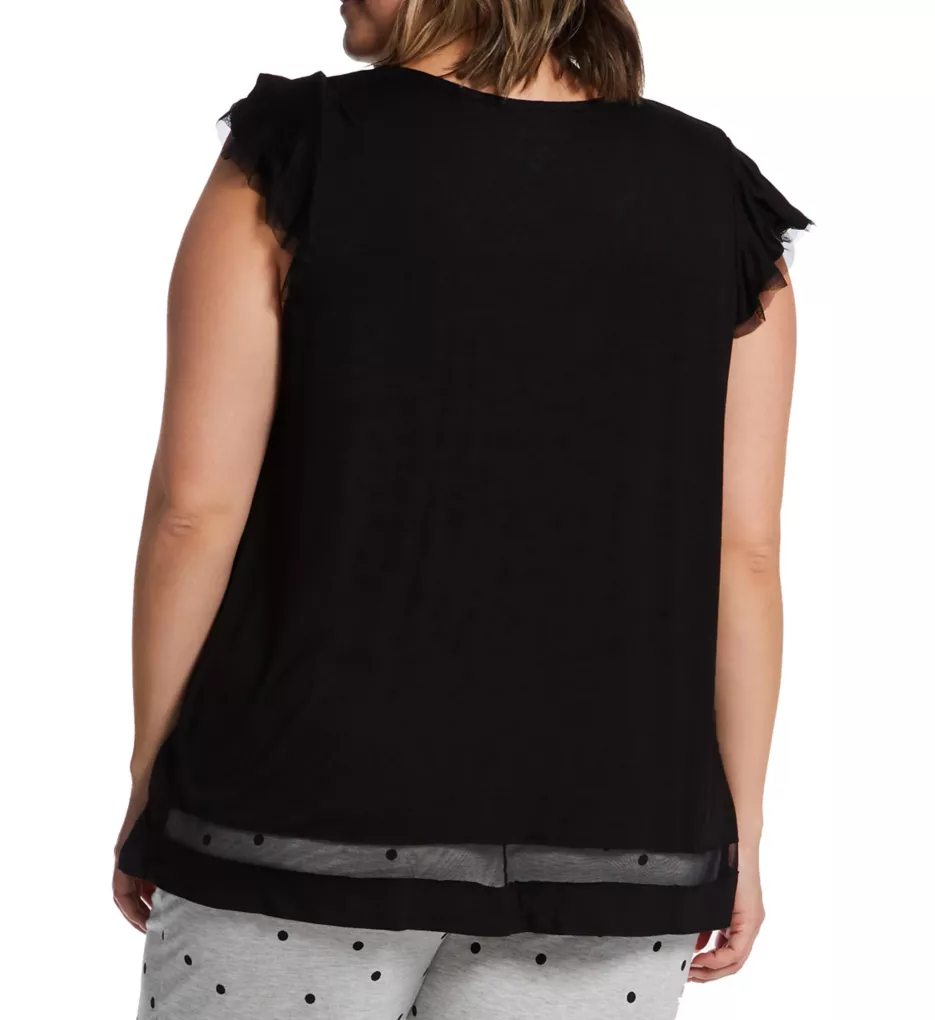 Plus Yours to Love Short Sleeve Top Black w/ Mesh 1X