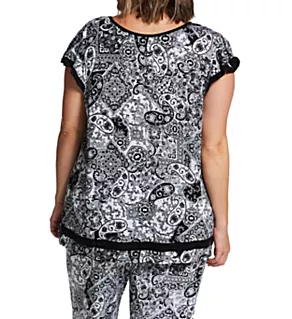Plus Yours to Love Short Sleeve Top Paisley 1X