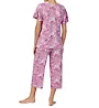 Ellen Tracy Plum Floral Short Sleeve Wide Leg Capri PJ Set 8525611 - Image 2