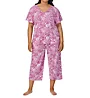 Ellen Tracy Plum Floral Short Sleeve Wide Leg Capri PJ Set 8525611 - Image 7