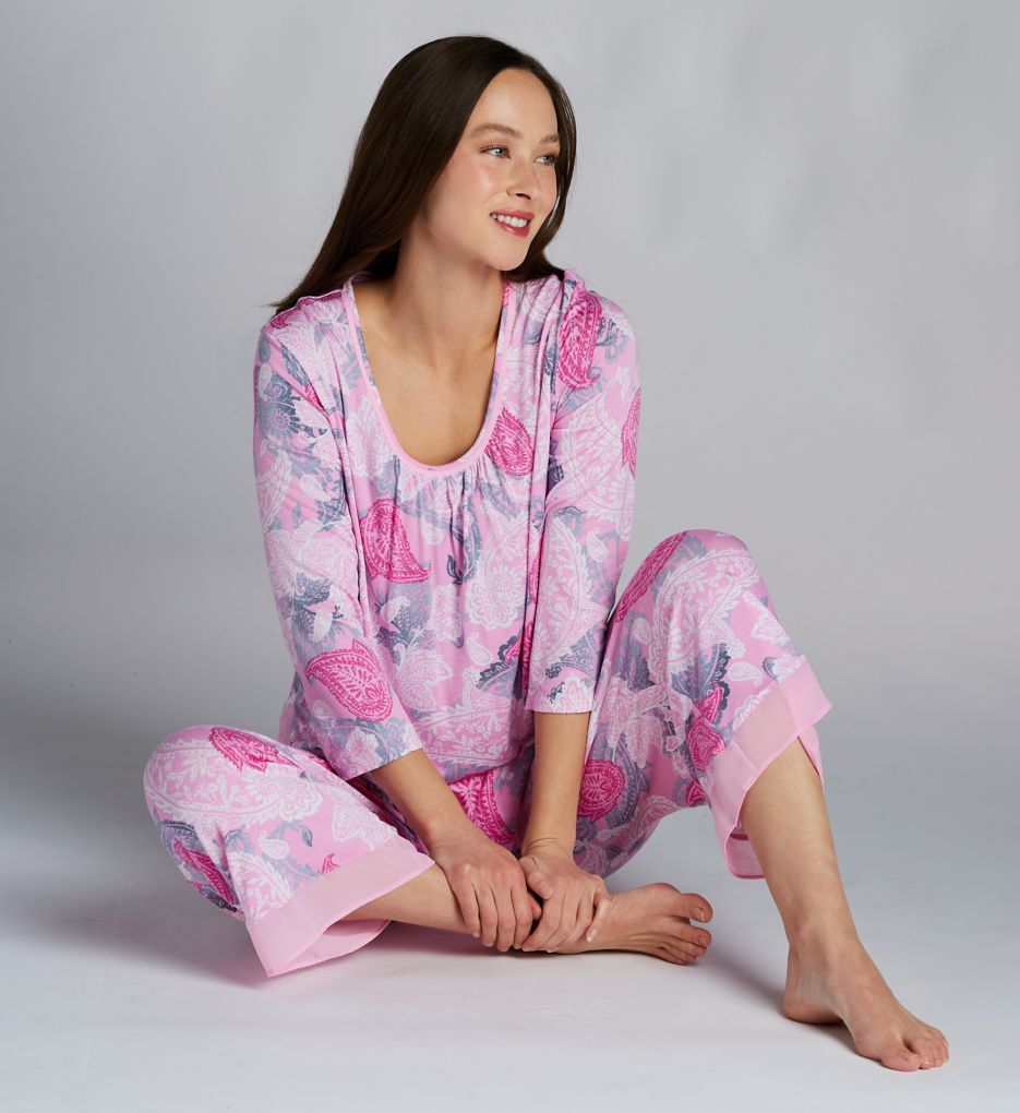 Ellen Tracy Pink Paisley Cropped Pant PJ Set