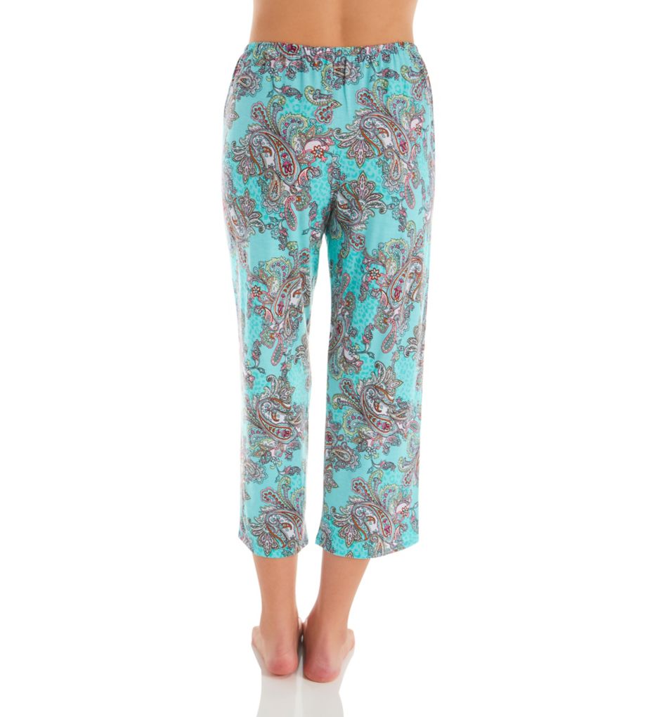 Turquoise Damask Cropped Pant