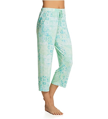 Ellen Tracy Green Medallion Cropped Pant