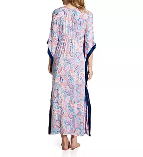 Paisley Print Long Caftan Light Blue Paisley S/M