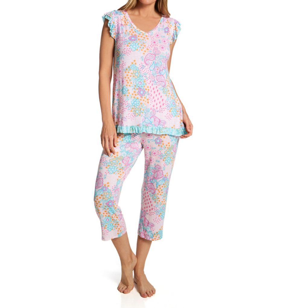 Paisley Short Sleeve Cropped Pant PJ Set