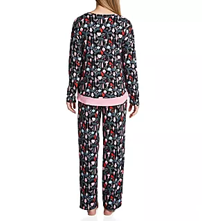 Brushed Sweater Knit Long Sleeve PJ Set Ornaments M
