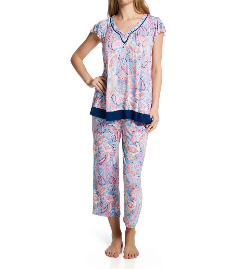 Paisley Short Sleeve Cropped Pant PJ Set