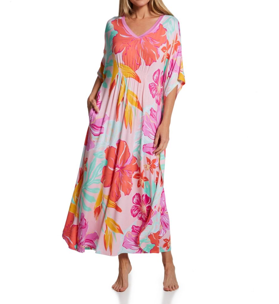 Ellen Tracy Tropical Floral Long Caftan 8925585 - Image 1