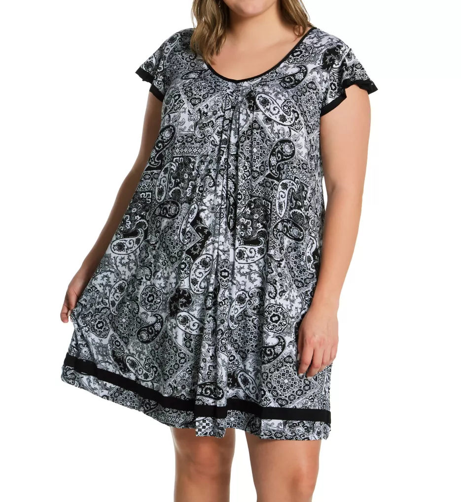 Plus Yours To Love Short Sleeve Chemise Paisley 1X