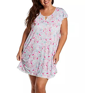 Plus Size Paisley Flutter Sleeve Chemise Paisley 1X