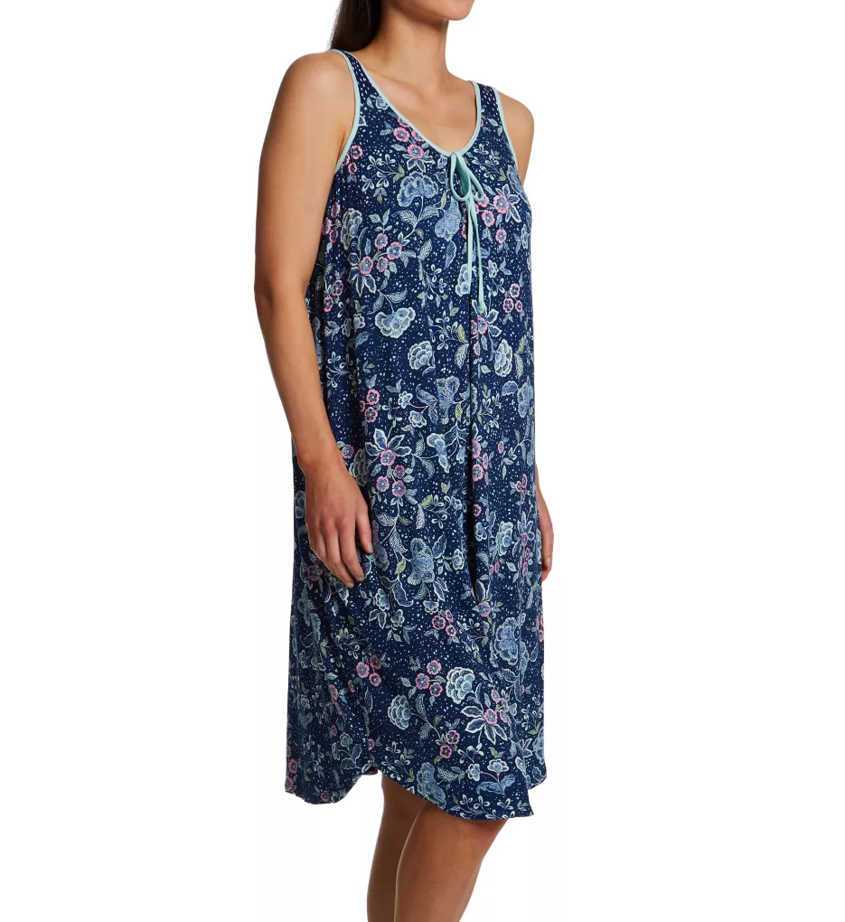 Ellen Tracy Plus Size Navy Floral Midi Gown 9225624