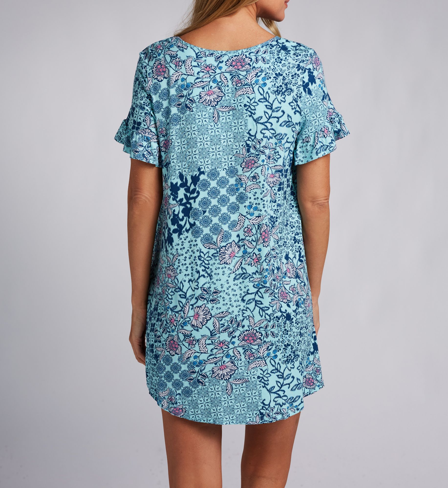 Ellen Tracy Aqua Patchwork Chemise N10003 - Image 2