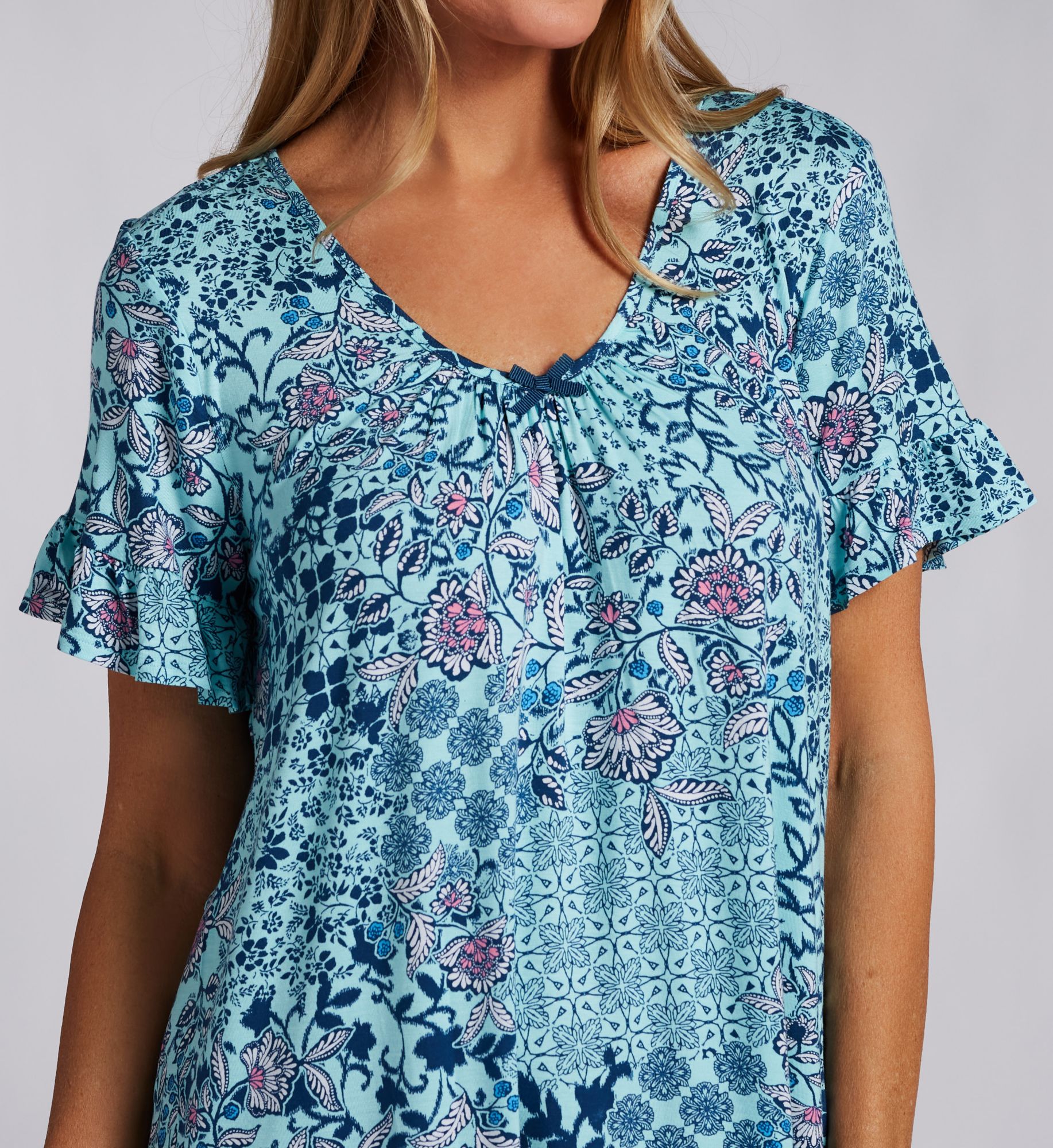 Ellen Tracy Aqua Patchwork Chemise N10003 - Image 3