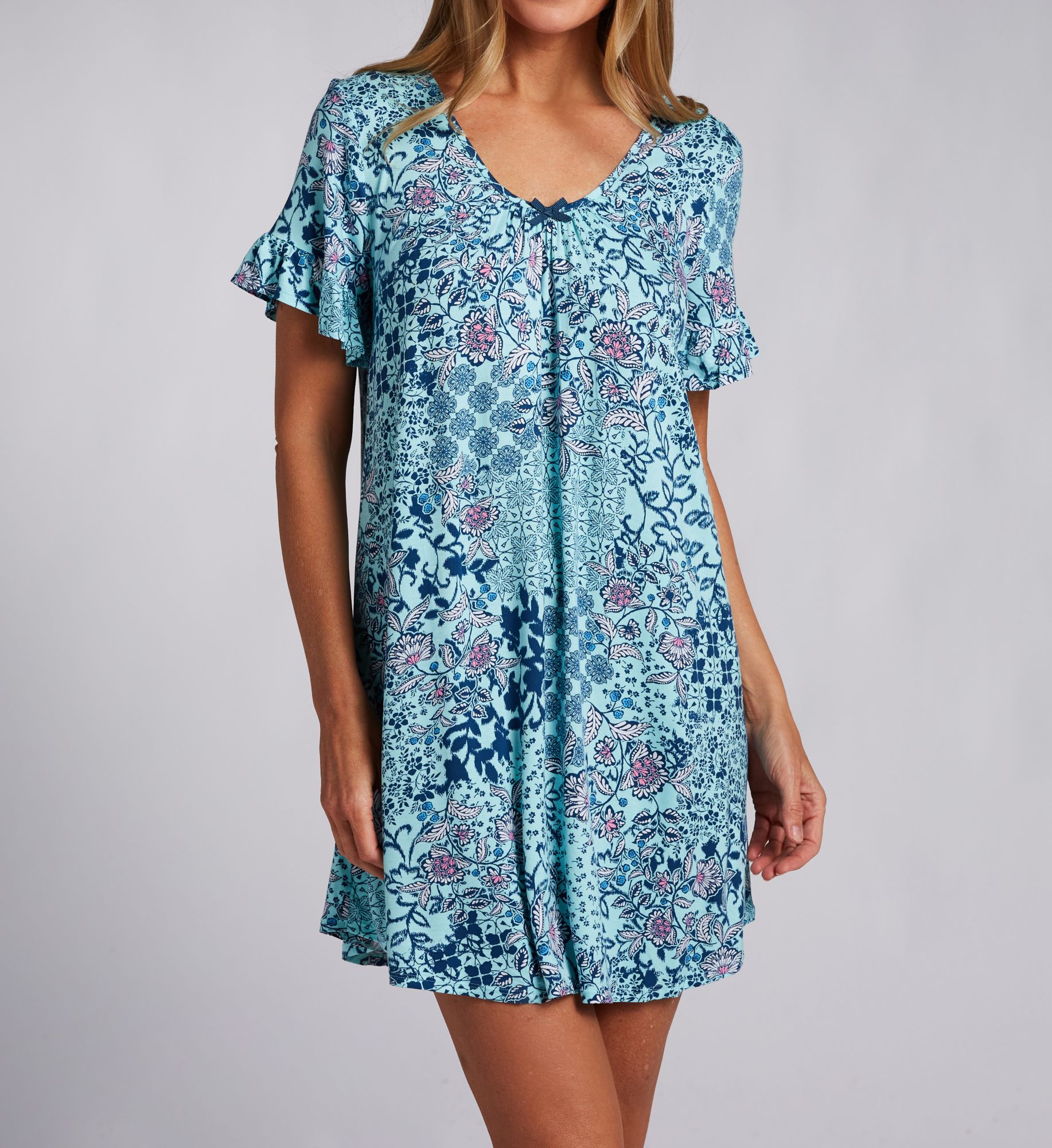 Ellen Tracy Aqua Patchwork Chemise N10003 - Image 1