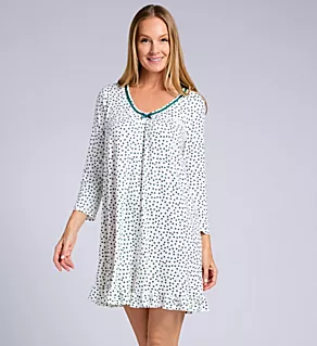 Jersey 3/4 Sleeve Chemise Ivory Green Dots S