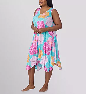 Plus Size Sleeveless Midi Gown Hibiscus 1X