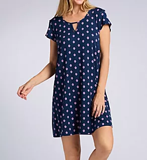 Spandex Jersey Short Sleeve Chemise Geo Dot/Navy Print XL