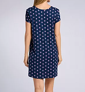 Spandex Jersey Short Sleeve Chemise Geo Dot/Navy Print XL