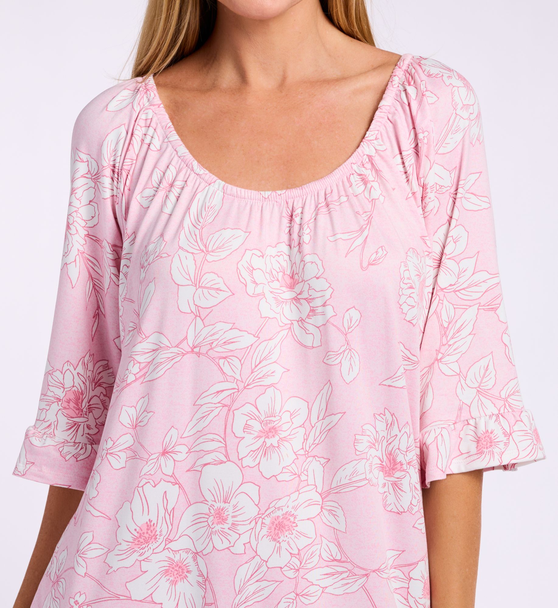 Ellen Tracy Wicking Jersey Short Tunic N30076  – Main View  – Front View  – Back View – Detail View – Detail View