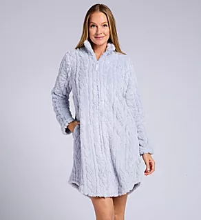 Plus Size Short Zip Robe Silver Bell Grey 3X