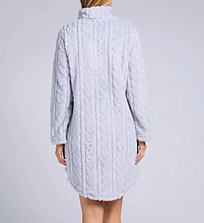 Plus Size Short Zip Robe Silver Bell Grey 3X