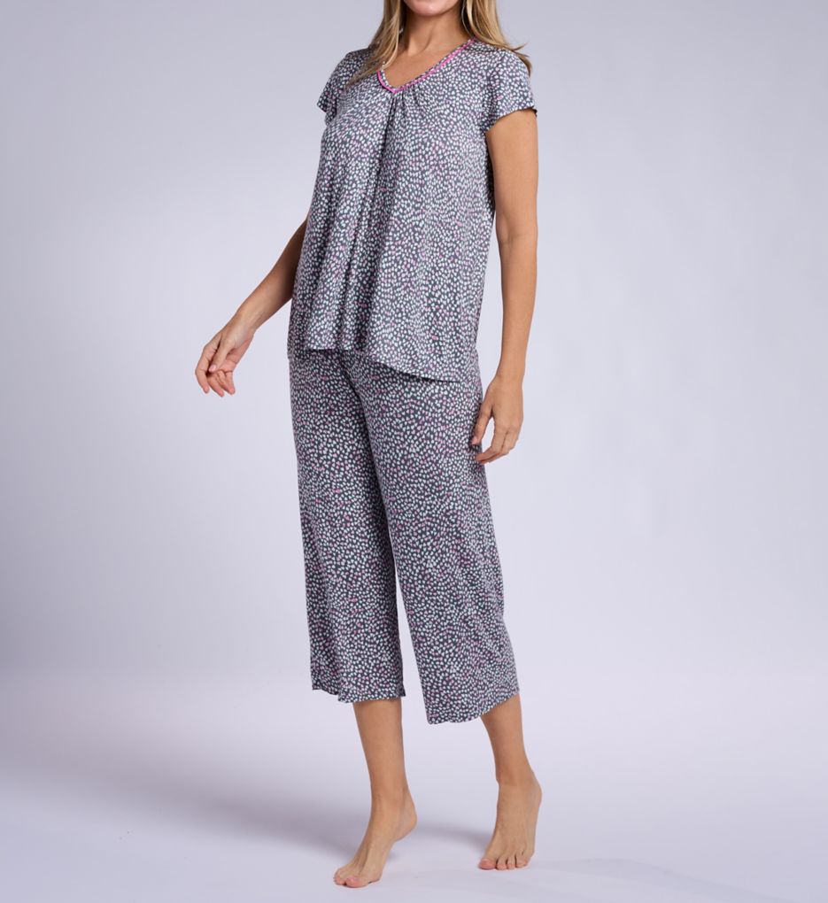 Ellen Tracy Cap Sleeve Top with Cropped Pant PJ Set N70044 - Image 1