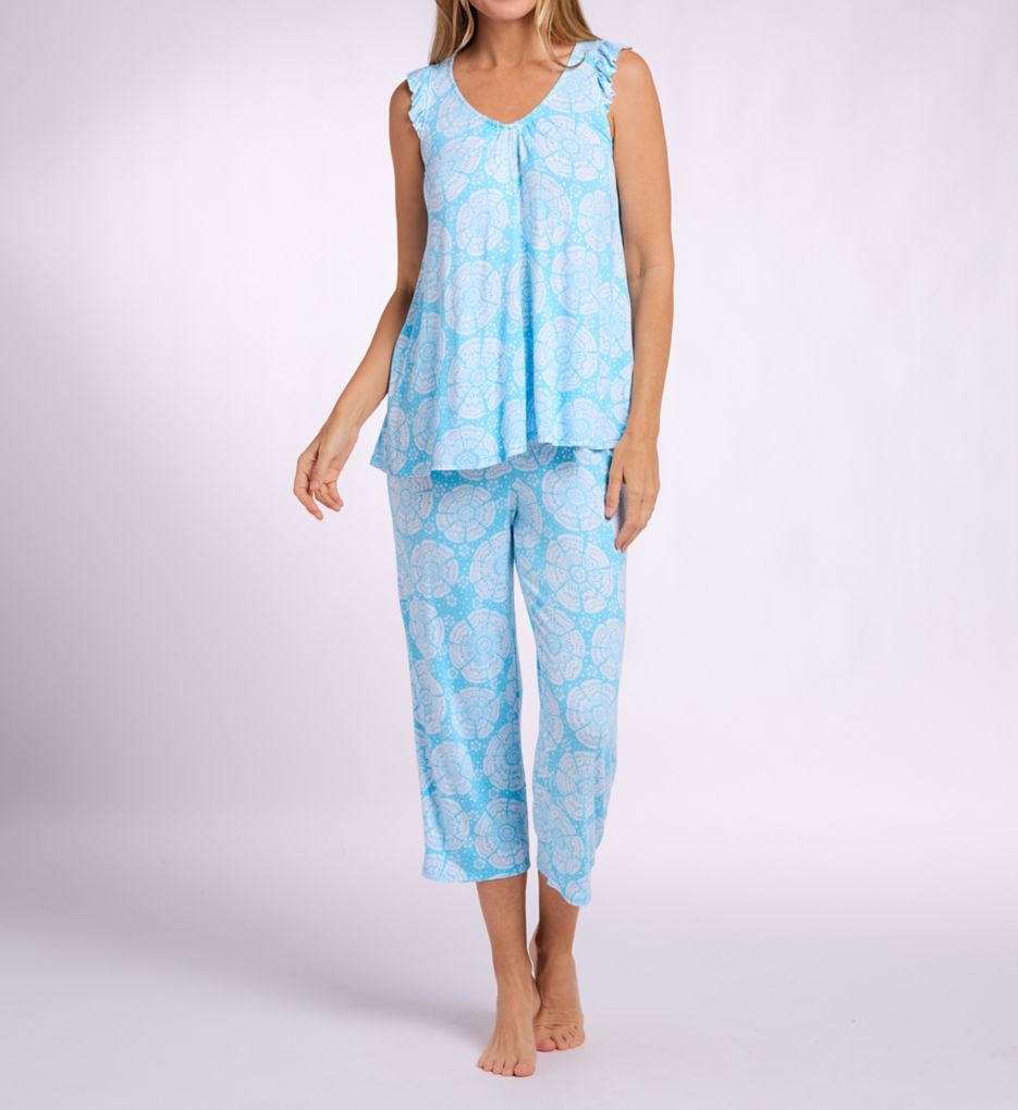 Ellen Tracy Short Sleeve PJ Set w/ Cropped Pant N70057 - Image 1