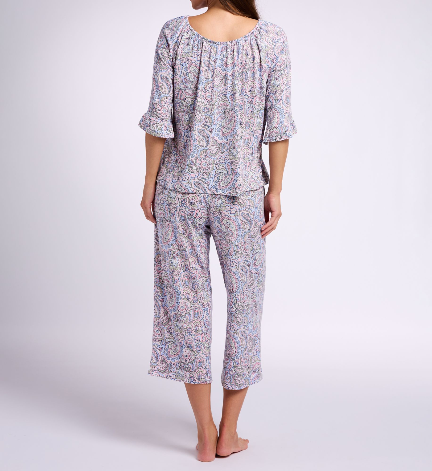 Ellen Tracy Wicking Jersey Wide Leg Cropped PJ Set N70076 - Image 2