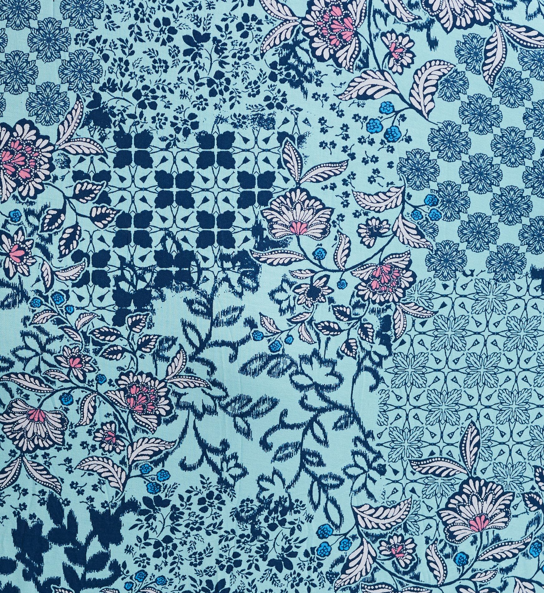 Ellen Tracy Aqua Patchwork Long Caftan N90003 - Image 4