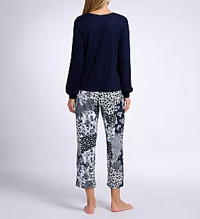 Back view of Plus Size Brushed Rib Ankle Pant PJ Set