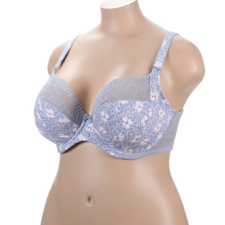 Elomi Lucie Banded Stretch Lace Plunge Underwire Bra (4490),36GG,Aleutian
