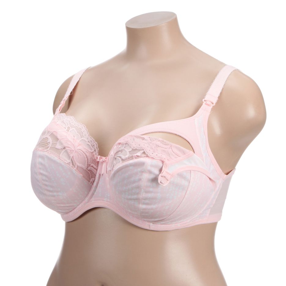 Elomi Molly Stretch Lace Underwire Nursing Bra (4542),42G,Cameo