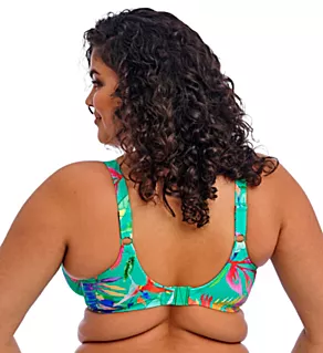 Toyama Tides Underwire Plunge Bikini Swim Top Jade 34G