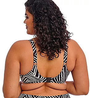 Fiji Falls Underwire Plunge Bikini Swim Top Black 34G
